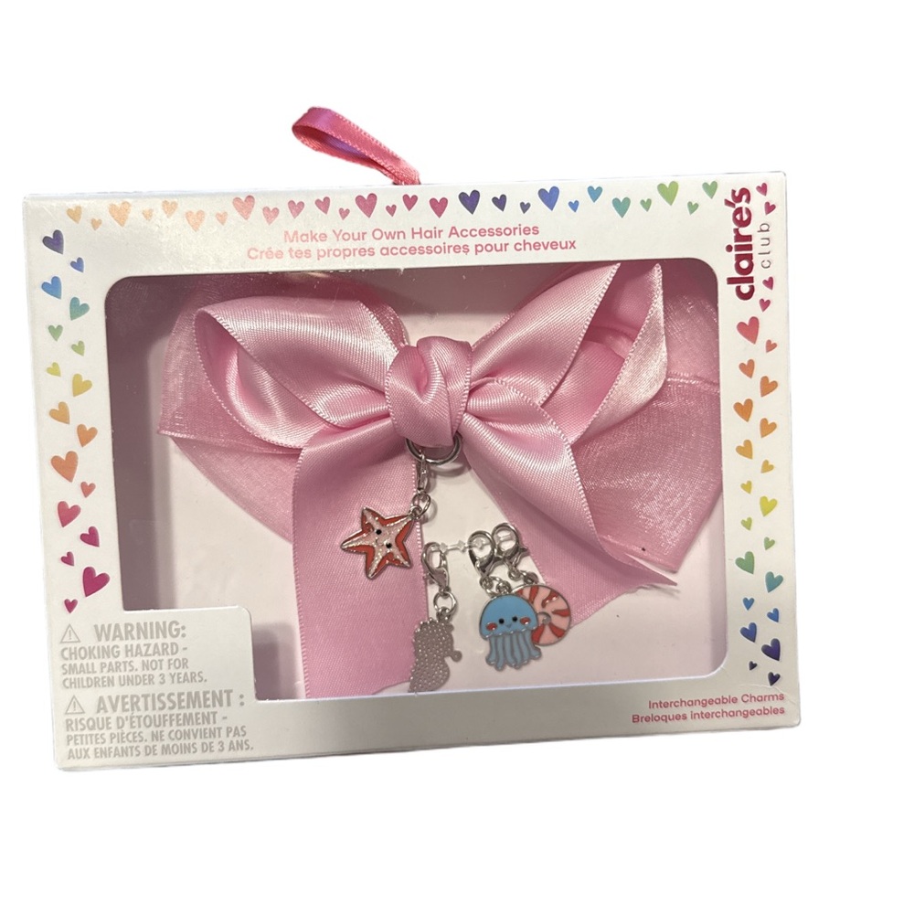 Claire's Pink Hair Bow with Charms